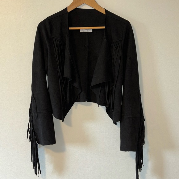 Black Fringe Suede Cowgirl Jacket - Picture 3 of 5
